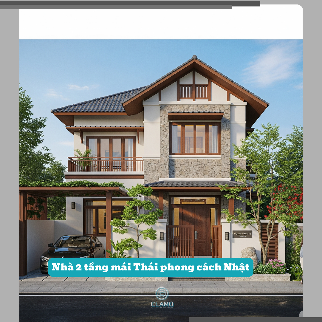 Nhà 2 tầng mái Thái phong cách Nhật
